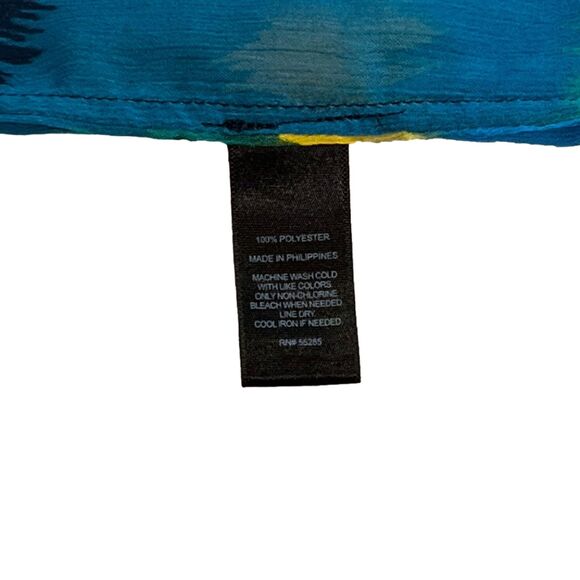 Express Blouse Women S Blue Sheer Top Work Business Casual Office Artsy Teacher - Picture 10 of 12